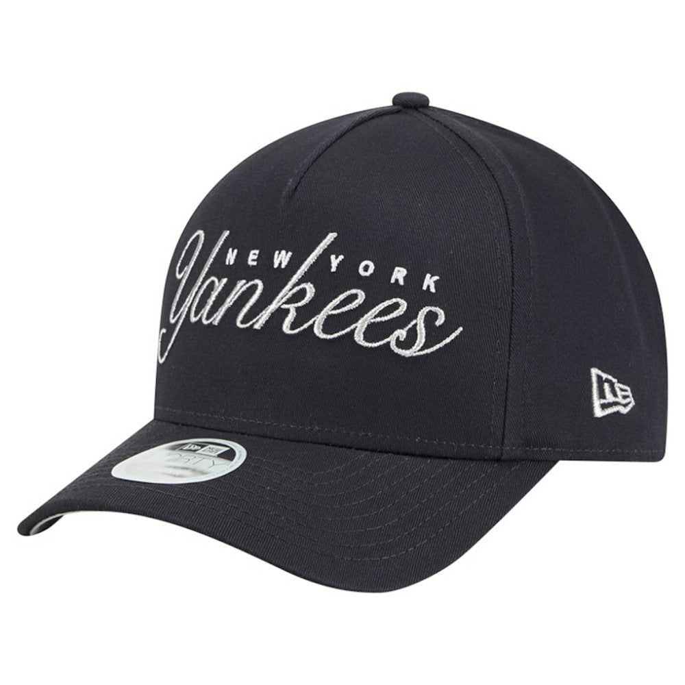 New York Yankees Women's Metallic A-Frame 9FORTY Adjustable Hat - Navy | New Era