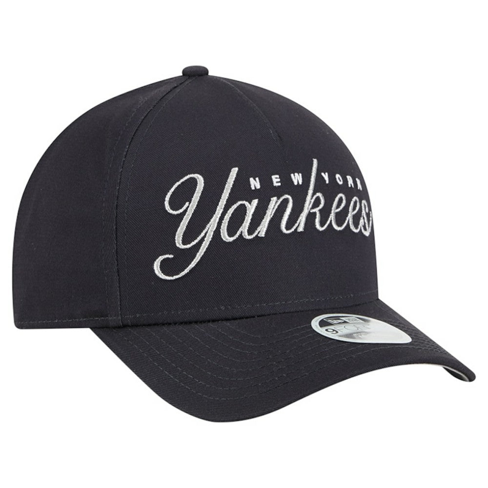 New York Yankees Women's Metallic A-Frame 9FORTY Adjustable Hat - Navy | New Era