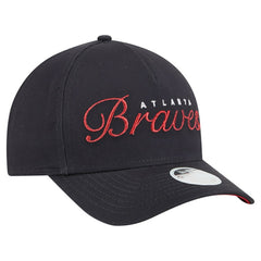 Atlanta Braves Women's Metallic A-Frame 9FORTY Adjustable Hat - Navy | New Era