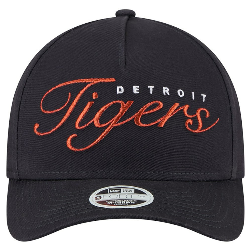 Detroit Tigers Women's Metallic A-Frame 9FORTY Adjustable Hat - Navy | New Era