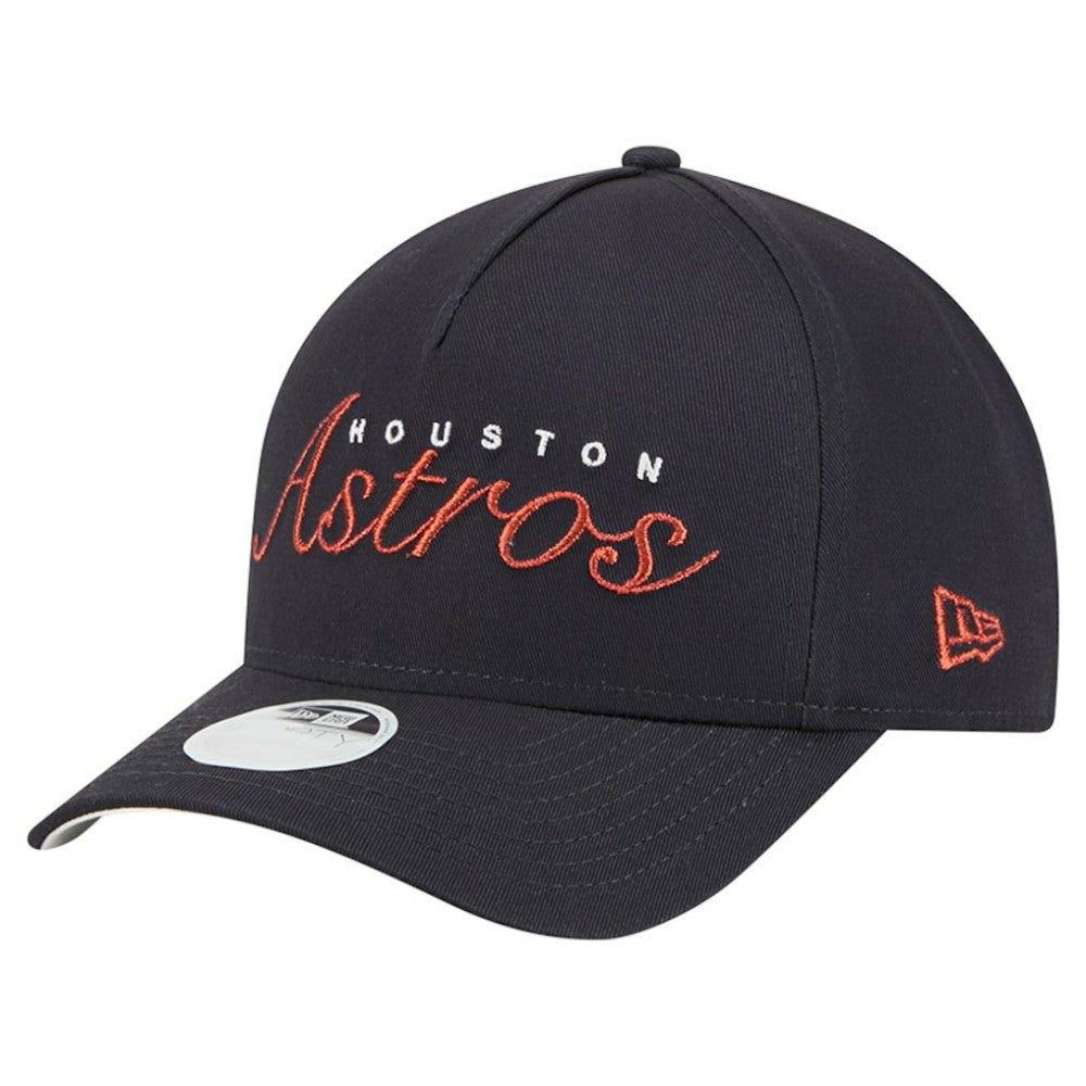 Houston Astros Women's Metallic A-Frame 9FORTY Adjustable Hat - Navy | New Era