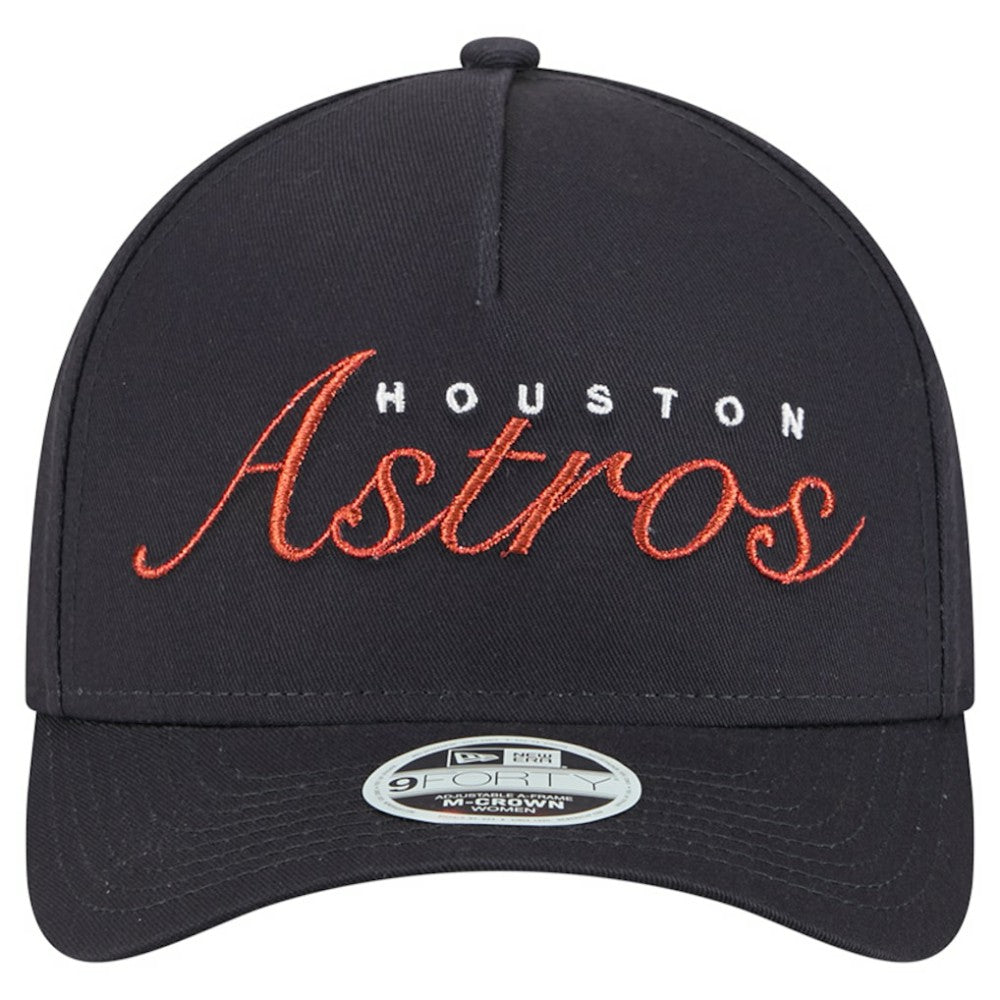 Houston Astros Women's Metallic A-Frame 9FORTY Adjustable Hat - Navy | New Era