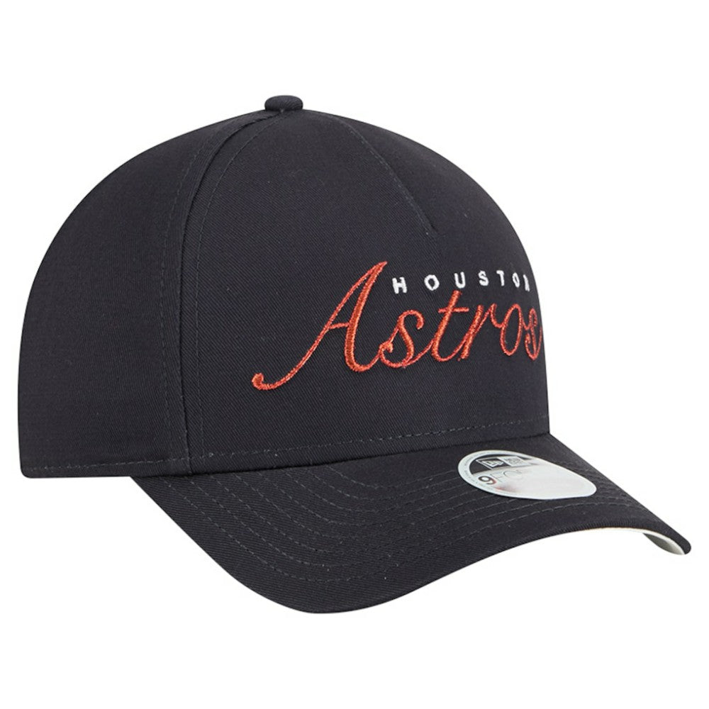 Houston Astros Women's Metallic A-Frame 9FORTY Adjustable Hat - Navy | New Era