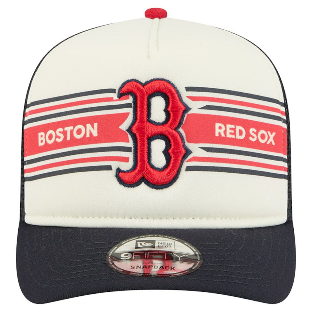Boston Red Sox Banner A-Frame 9FIFTY Trucker Snapback Hat - Cream/Navy | New Era