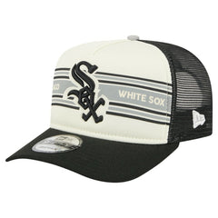 Chicago White Sox Banner A-Frame 9FIFTY Trucker Snapback Hat - Cream/Black | New Era