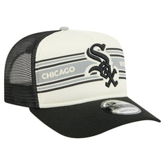 Chicago White Sox Banner A-Frame 9FIFTY Trucker Snapback Hat - Cream/Black | New Era