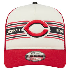 Cincinnati Reds Banner A-Frame 9FIFTY Trucker Snapback Hat - Cream/Red | New Era
