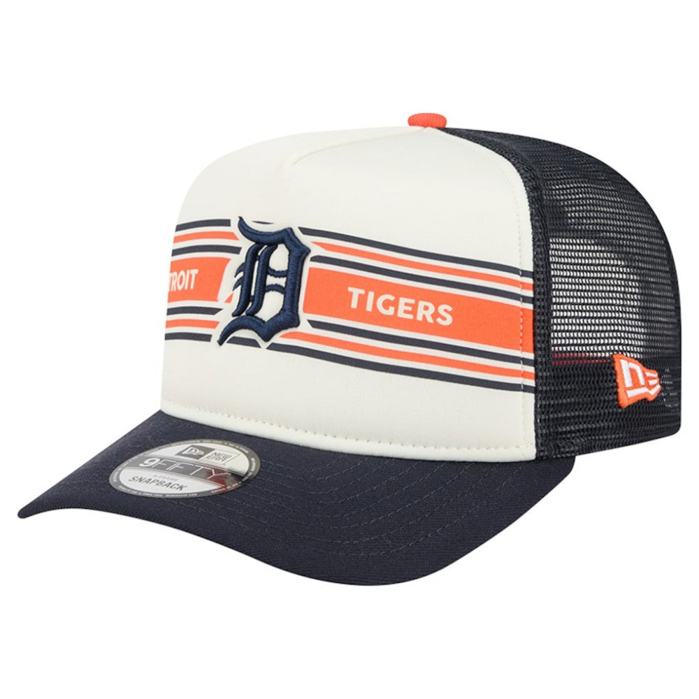 Detroit Tigers Banner A-Frame 9FIFTY Trucker Snapback Hat - Cream/Navy | New Era