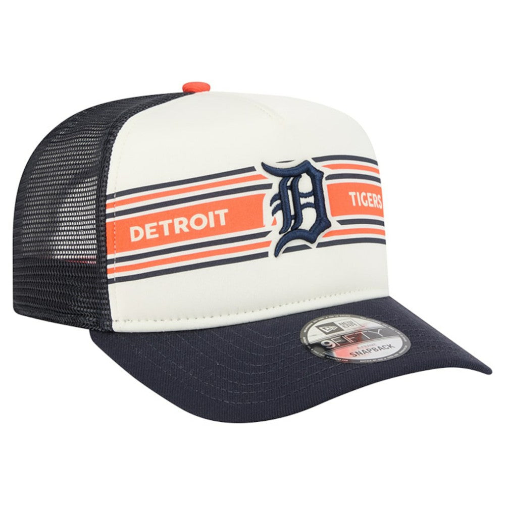 Detroit Tigers Banner A-Frame 9FIFTY Trucker Snapback Hat - Cream/Navy | New Era