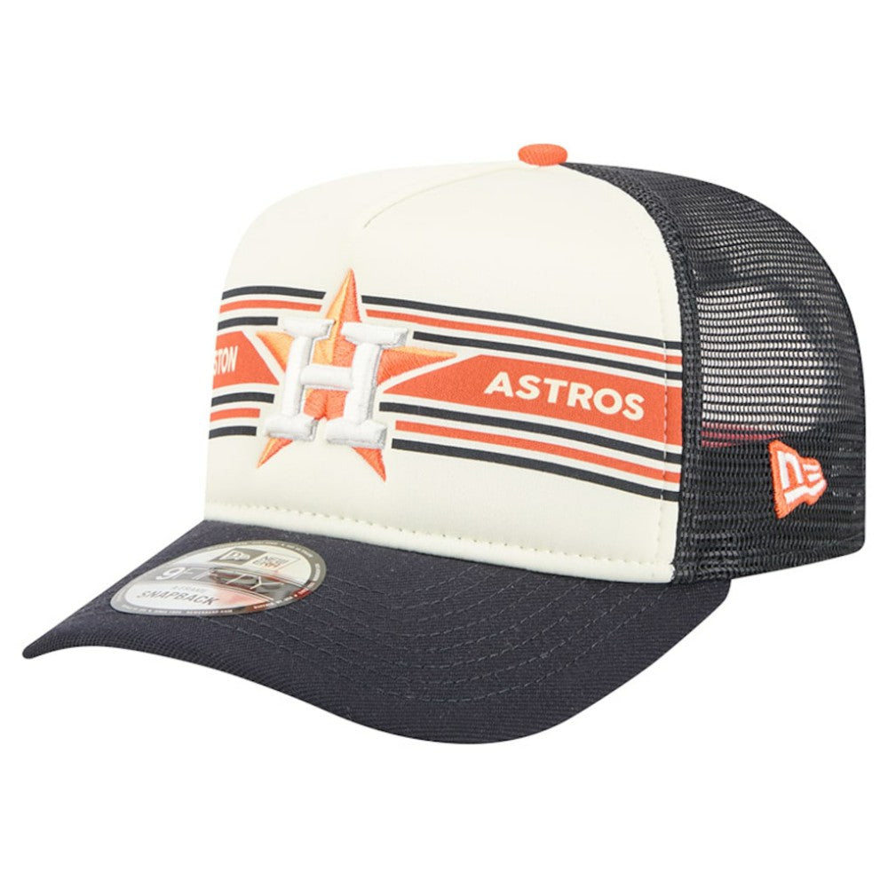 Houston Astros Banner A-Frame 9FIFTY Trucker Snapback Hat - Cream/Navy | New Era