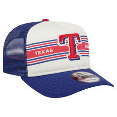 Texas Rangers Banner A-Frame 9FIFTY Trucker Snapback Hat - Cream/Royal | New Era