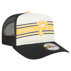 Pittsburgh Pirates Banner A-Frame 9FIFTY Trucker Snapback Hat - Cream/Black | New Era