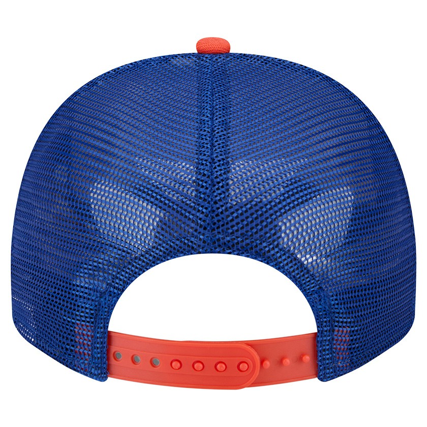 New York Mets Banner A-Frame 9FIFTY Trucker Snapback Hat - Cream/Royal | New Era