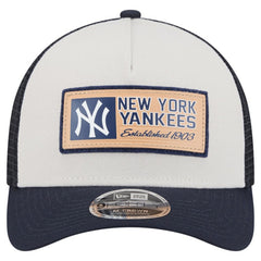 New York Yankees Text A-Frame Trucker 9FORTY Hat - Stone/Navy | New Era