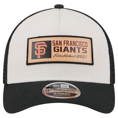 San Francisco Giants Text A-Frame Trucker 9FORTY Hat - Stone/Black | New Era
