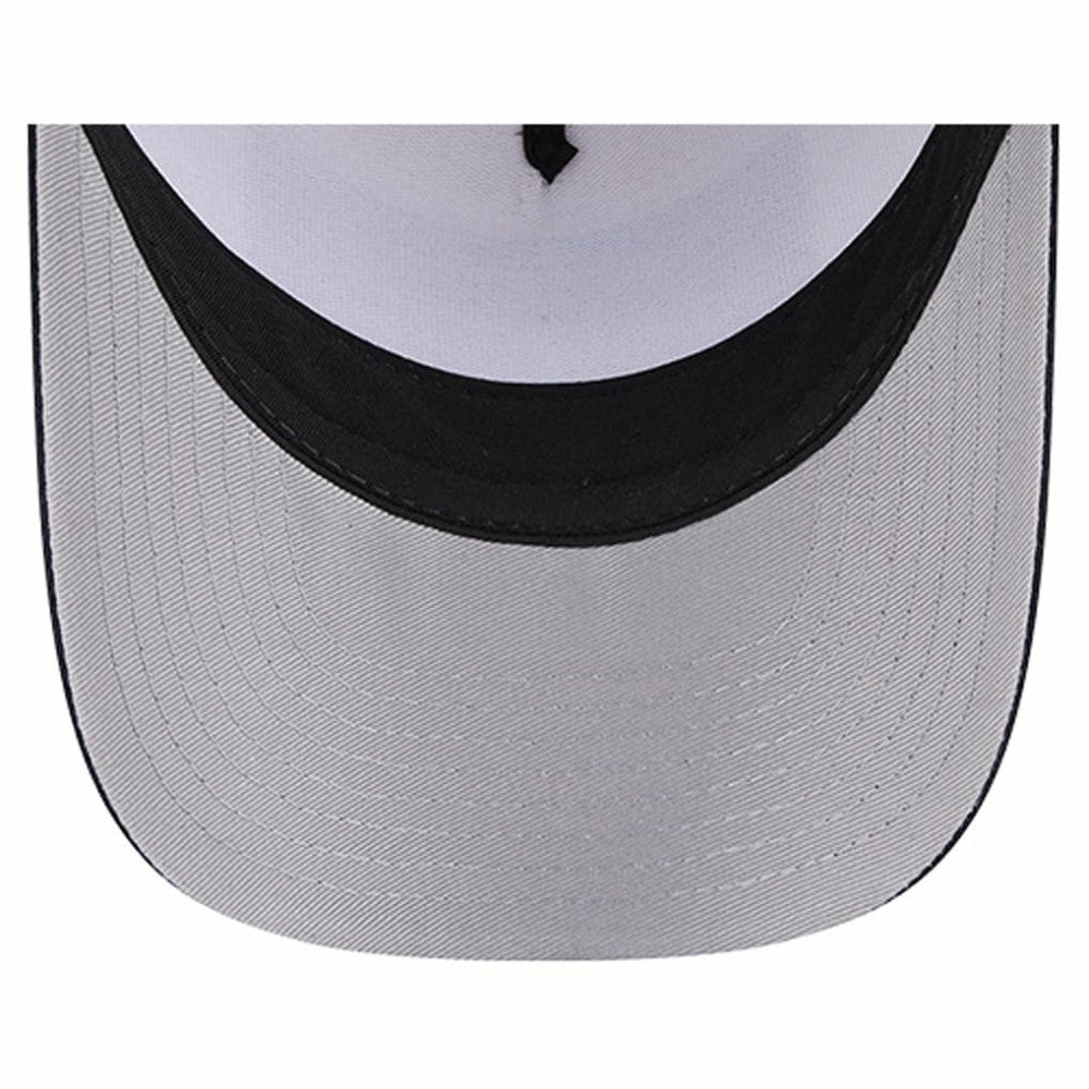 Atlanta Braves Text A-Frame Trucker 9FORTY Hat - Stone/Navy | New Era