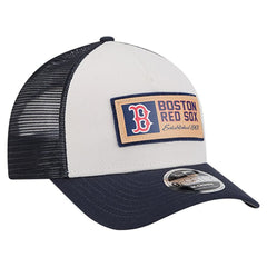 Boston Red Sox Text A-Frame Trucker 9FORTY Hat - Stone/Navy | New Era