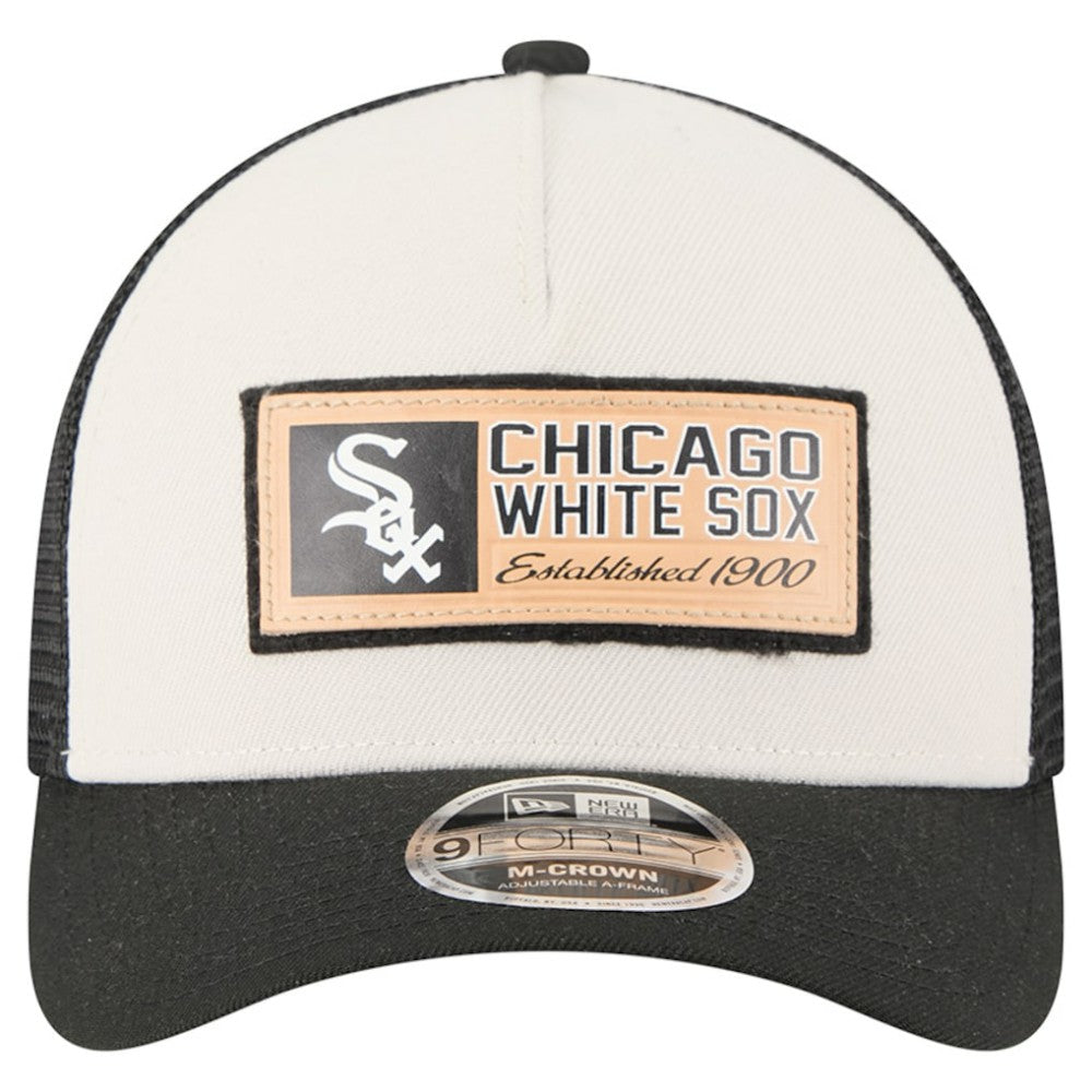 Chicago White Sox Text A-Frame Trucker 9FORTY Hat - Stone/Black | New Era