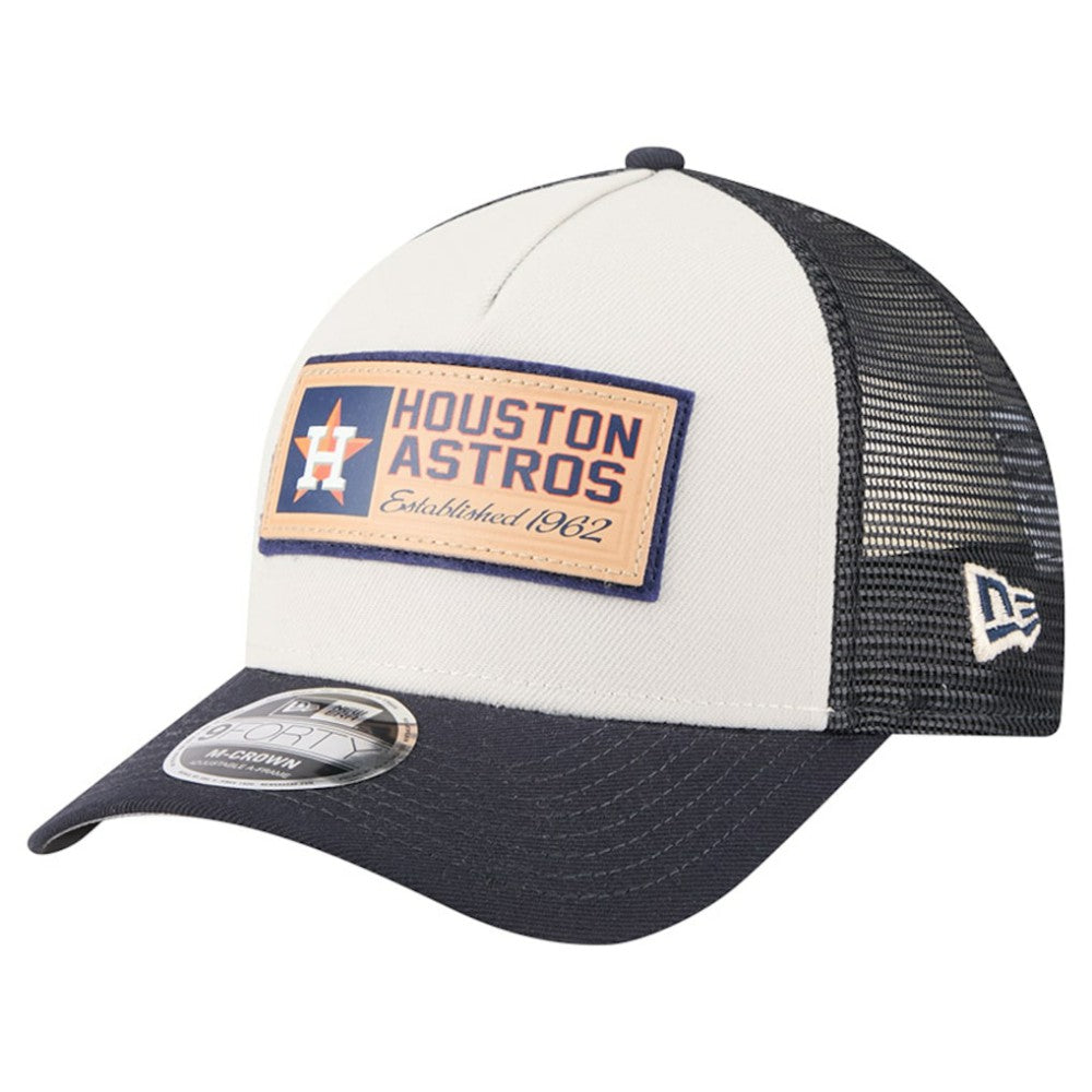 Houston Astros Text A-Frame Trucker 9FORTY Hat - Stone/Navy | New Era