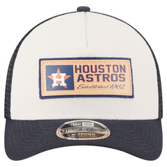 Houston Astros Text A-Frame Trucker 9FORTY Hat - Stone/Navy | New Era