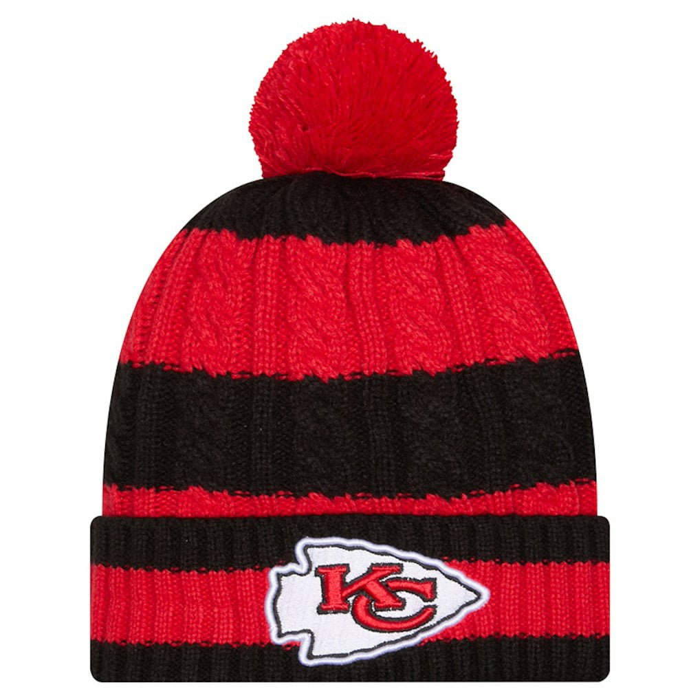 NFL Kansas City Chiefs Women's Braided Cuffed Knit Hat with Pom