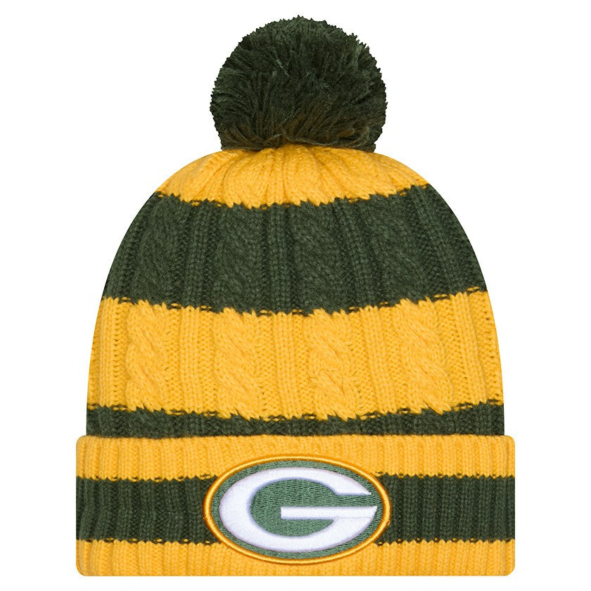NFL Green Bay Packers Women's Braided Cuffed Knit Hat with Pom