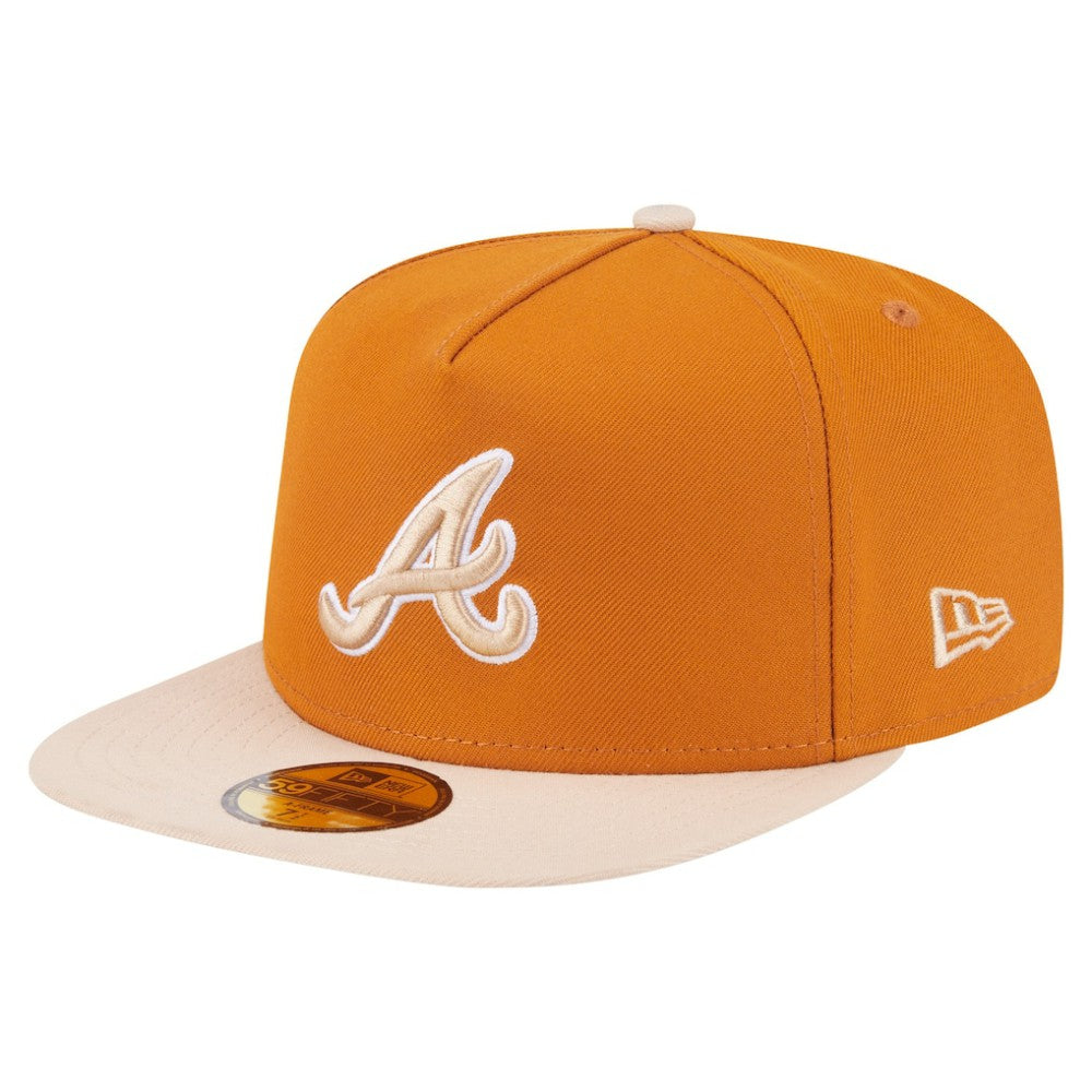Atlanta Braves Two-Tone Color Pack A-Frame 59FIFTY Fitted Hat - Orange/Light Beige | New Era