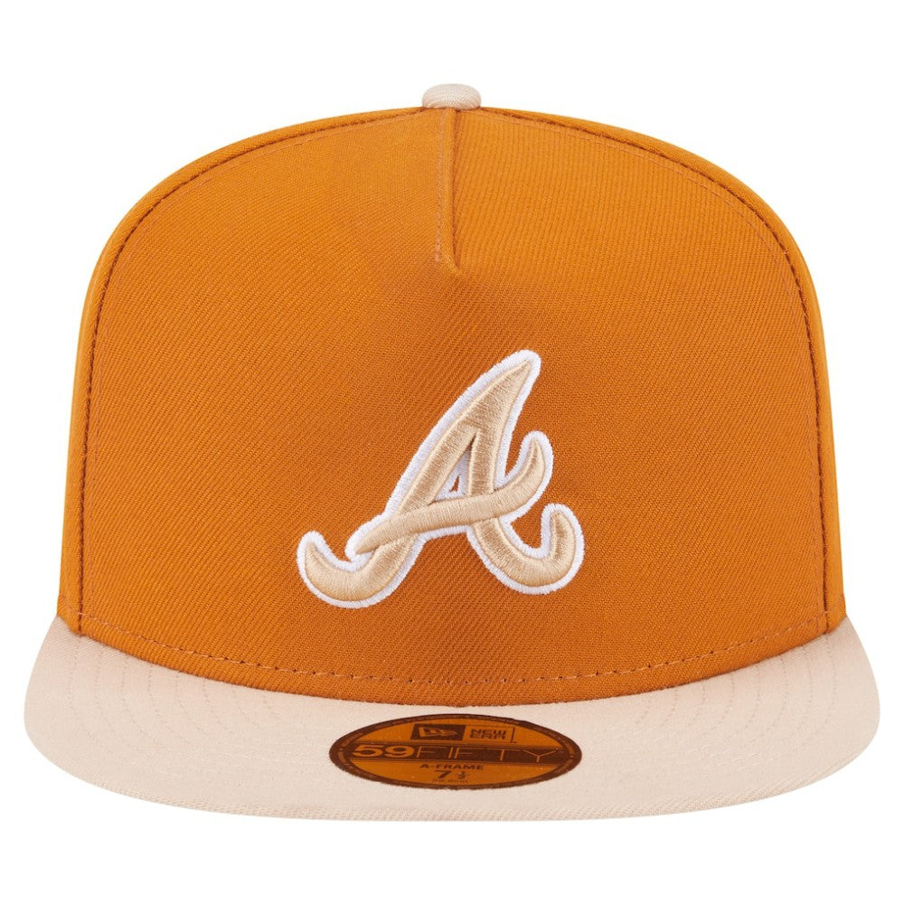 Atlanta Braves Two-Tone Color Pack A-Frame 59FIFTY Fitted Hat - Orange/Light Beige | New Era