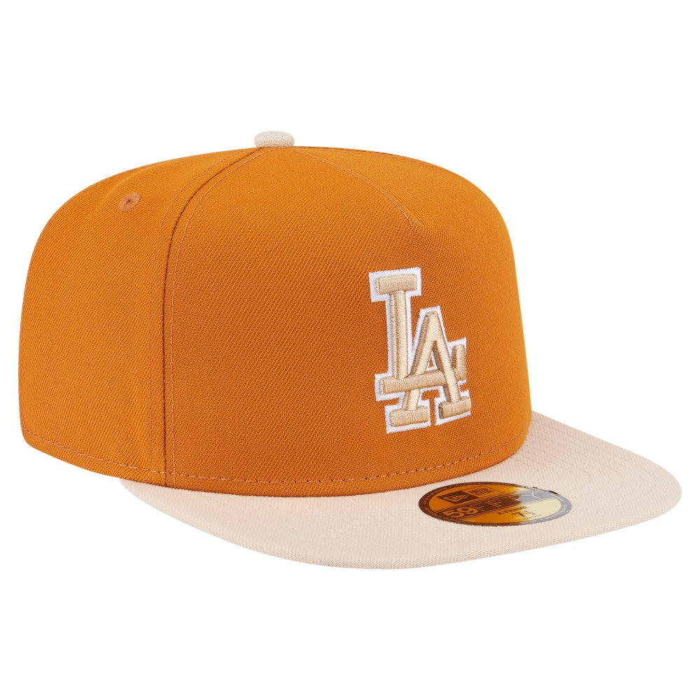 Los Angeles Dodgers Two-Tone Color Pack A-Frame 59FIFTY Fitted Hat - Orange/Light Beige | New Era