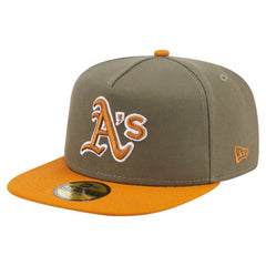 Athletics Two-Tone Color Pack A-Frame 59FIFTY Fitted Hat - Olive/Orange | New Era