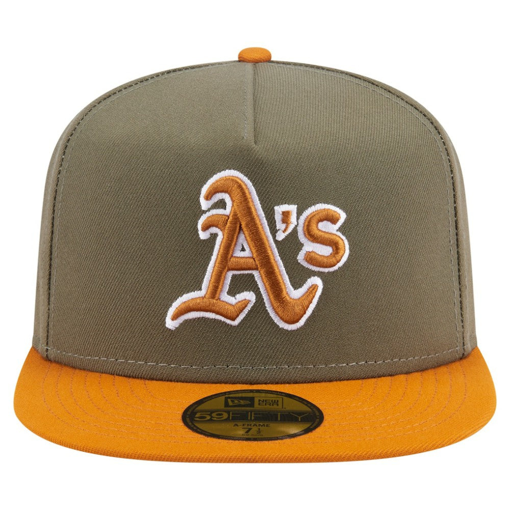 Athletics Two-Tone Color Pack A-Frame 59FIFTY Fitted Hat - Olive/Orange | New Era