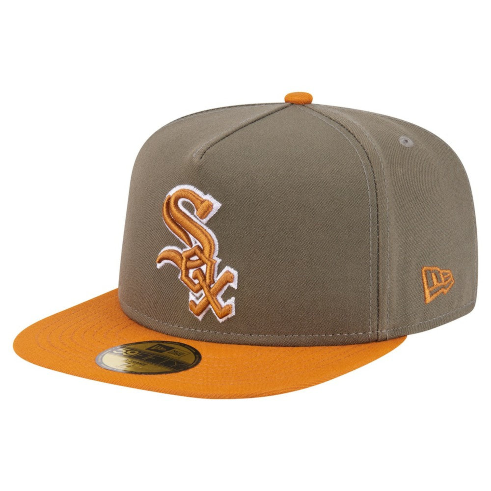Chicago White Sox Two-Tone Color Pack A-Frame 59FIFTY Fitted Hat - Olive/Orange | New Era