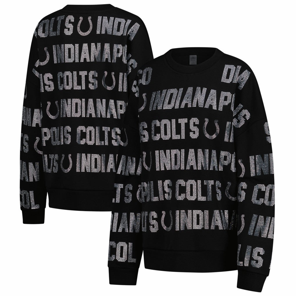 NFL Indianapolis Colts Gameday Couture Women's Oversized Hype Era Rhinestone Text Sweatshirt