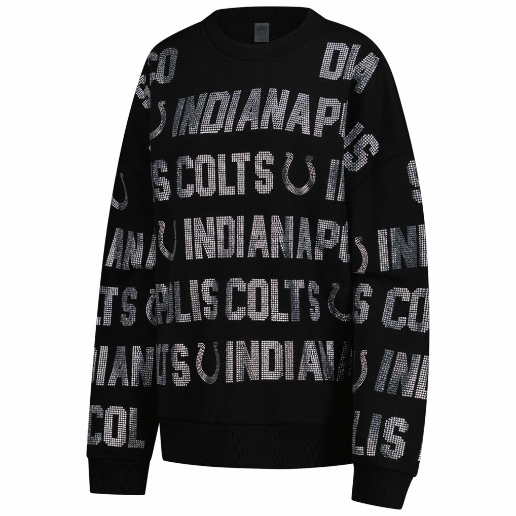 NFL Indianapolis Colts Gameday Couture Women's Oversized Hype Era Rhinestone Text Sweatshirt