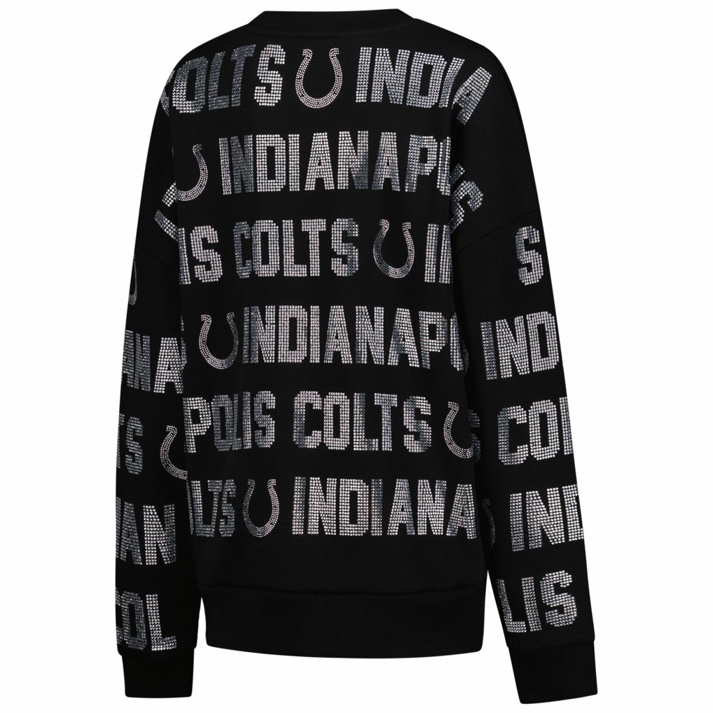 NFL Indianapolis Colts Gameday Couture Women's Oversized Hype Era Rhinestone Text Sweatshirt