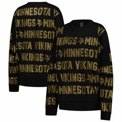 NFL Minnesota Vikings Gameday Couture Women's Oversized Hype Era Rhinestone Text Sweatshirt