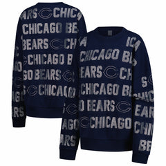 NFL Chicago Bears Gameday Couture Women's Oversized Hype Era Rhinestone Text Sweatshirt
