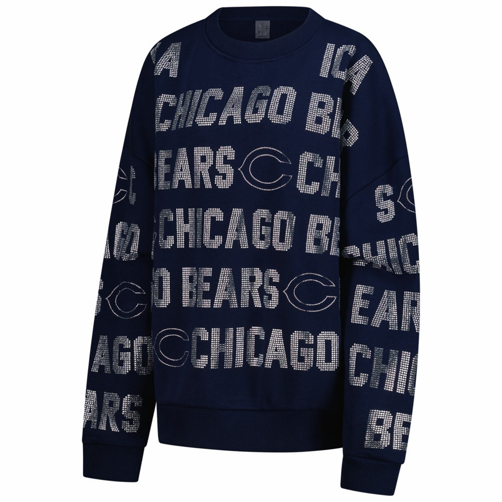NFL Chicago Bears Gameday Couture Women's Oversized Hype Era Rhinestone Text Sweatshirt