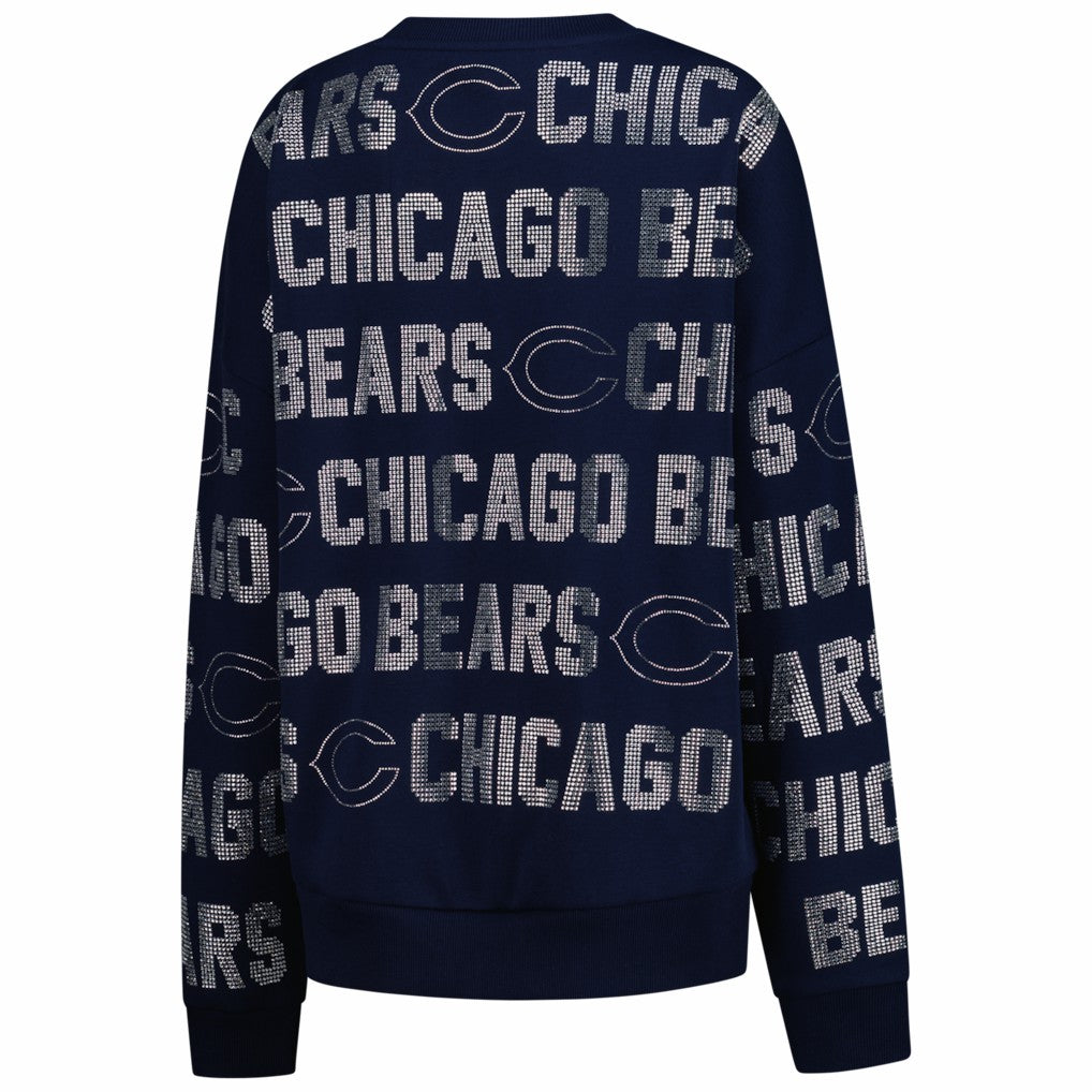 NFL Chicago Bears Gameday Couture Women's Oversized Hype Era Rhinestone Text Sweatshirt