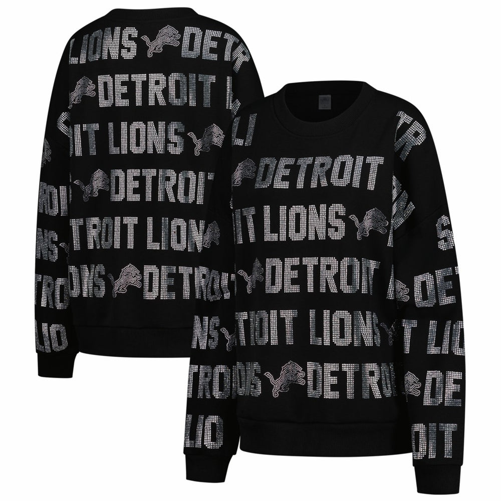 NFL Detroit Lions Gameday Couture Women's Oversized Hype Era Rhinestone Text Sweatshirt