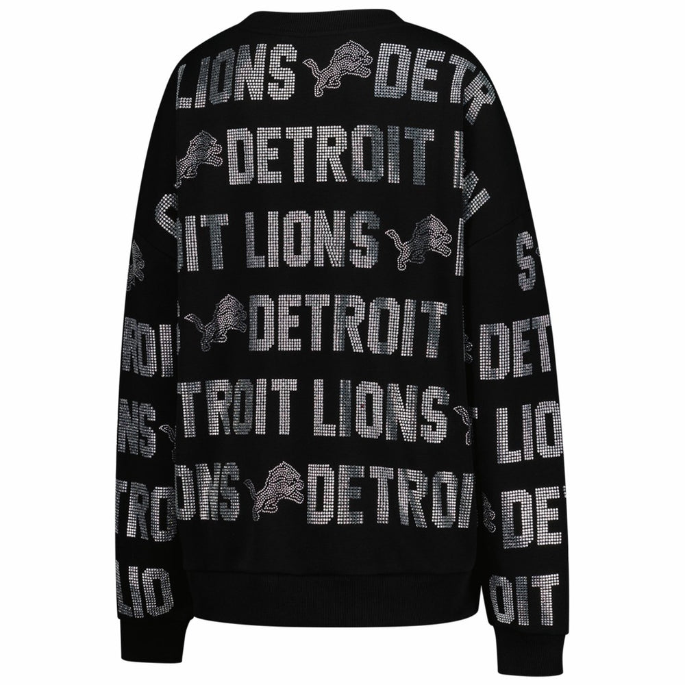 NFL Detroit Lions Gameday Couture Women's Oversized Hype Era Rhinestone Text Sweatshirt