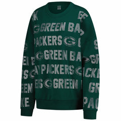 NFL Green Bay Packers Gameday Couture Women's Oversized Hype Era Rhinestone Text Sweatshirt