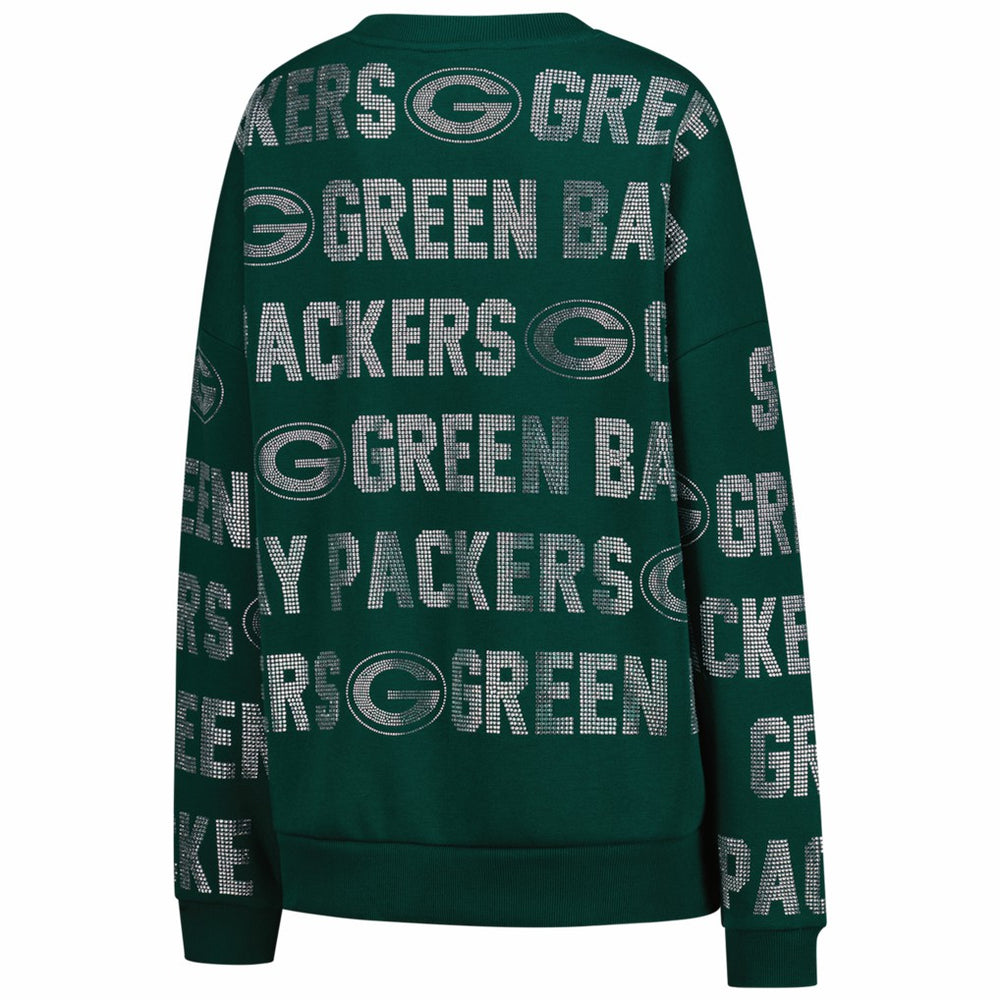 NFL Green Bay Packers Gameday Couture Women's Oversized Hype Era Rhinestone Text Sweatshirt