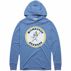 Milwaukee Brewers Homage Lightweight Raglan Tri-Blend Pullover Hoodie - Powder Blue