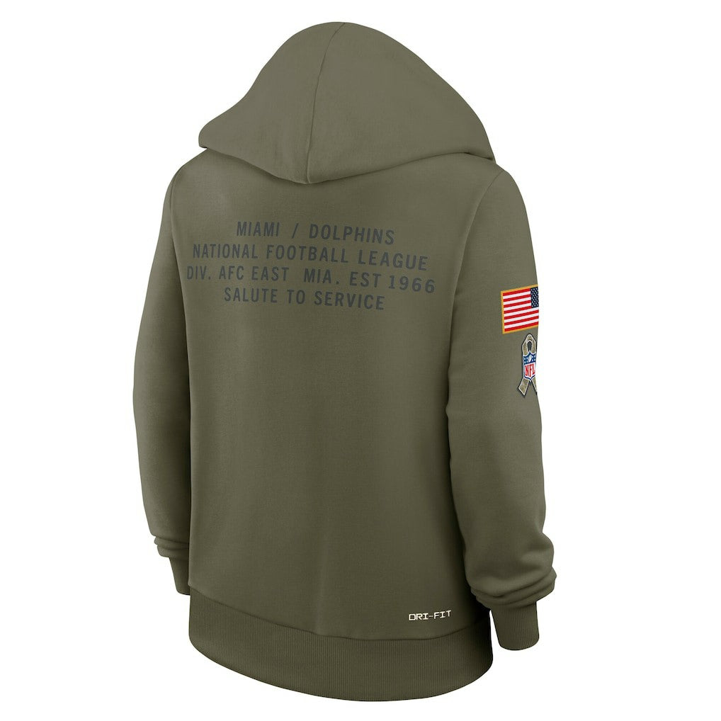 NFL Miami Dolphins Women's 2025 Salute to Service Sideline Standard Issue Dri-FIT Hoodie