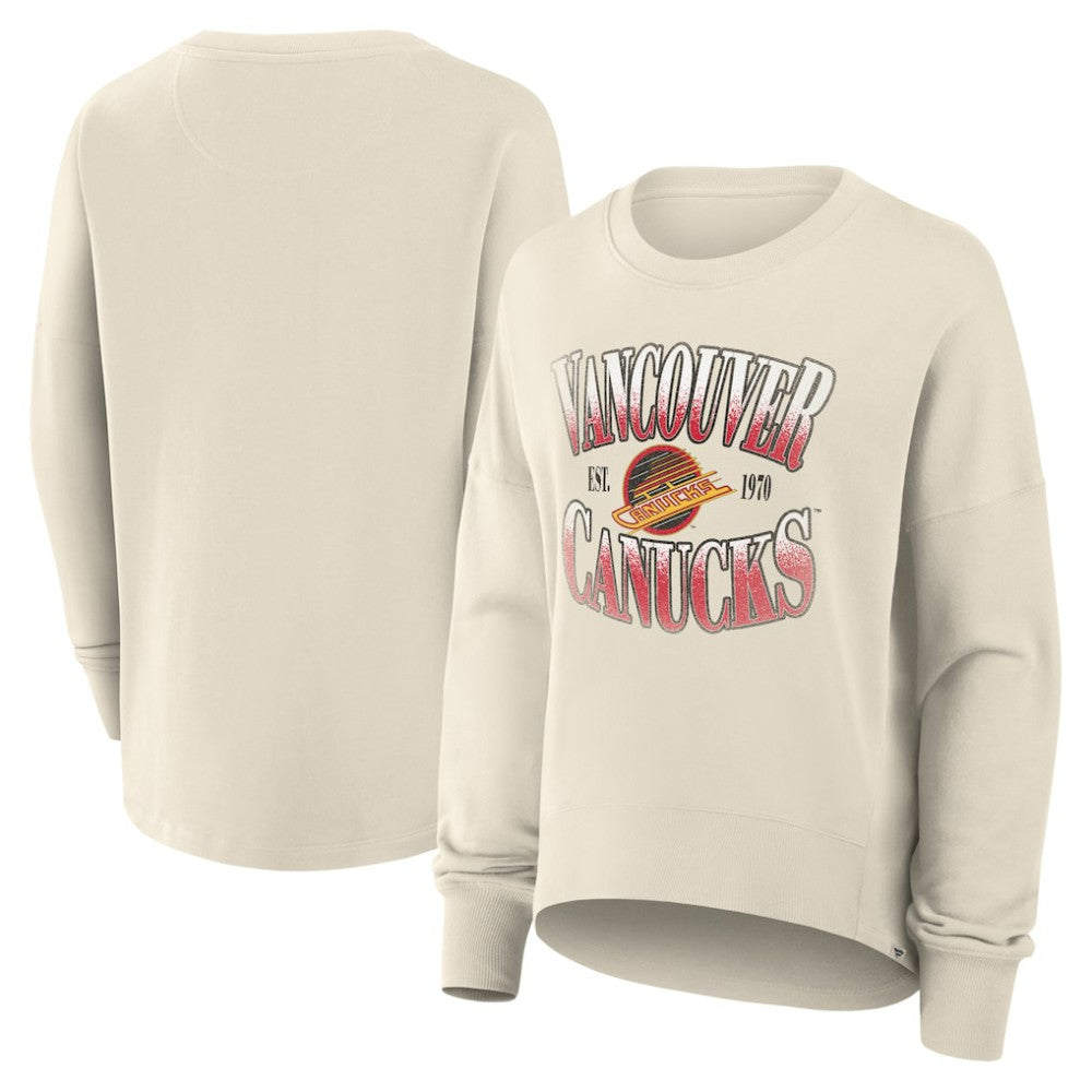 Vancouver Canucks Fanatics Women's Oversized Vintage Slice Pullover Sweatshirt