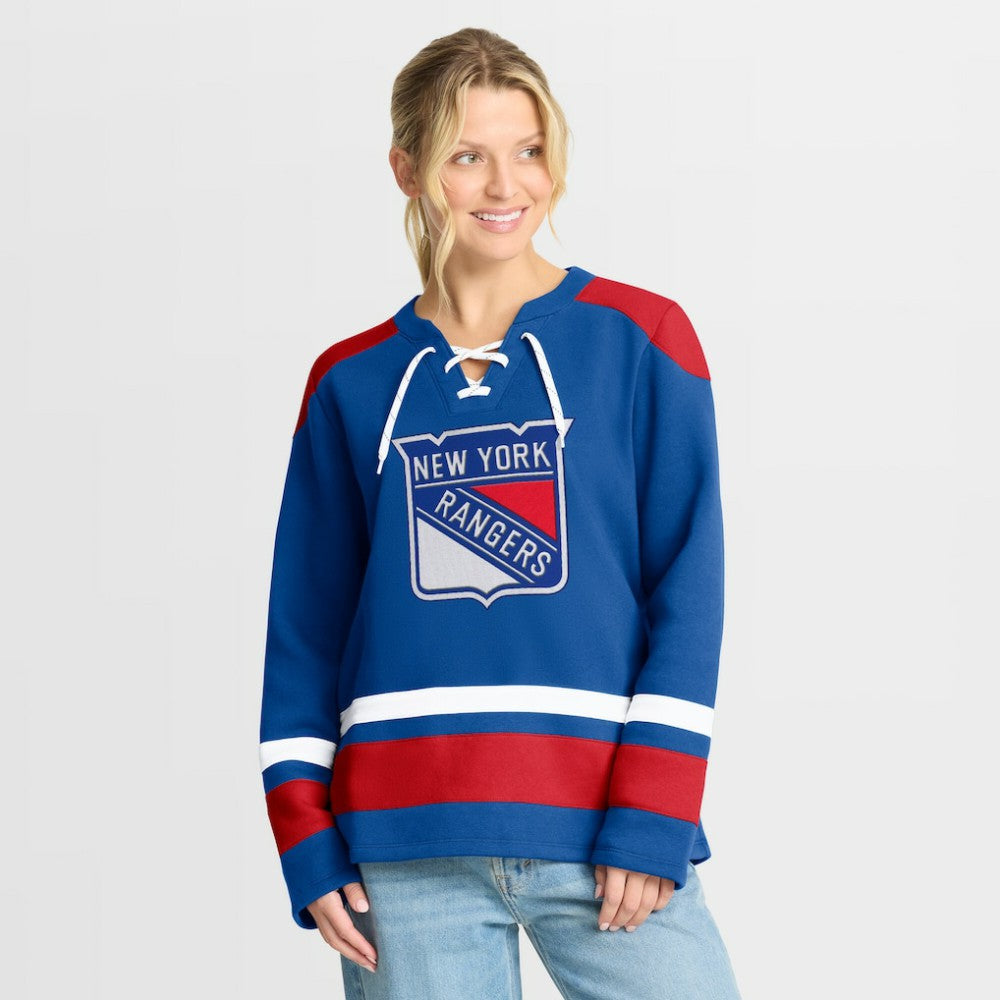 New York Rangers Fanatics Women's Icing Long Sleeve Lace Up Sweatshirt