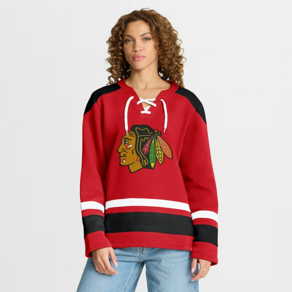Chicago Blackhawks Fanatics Women's Icing Long Sleeve Lace Up Sweatshirt