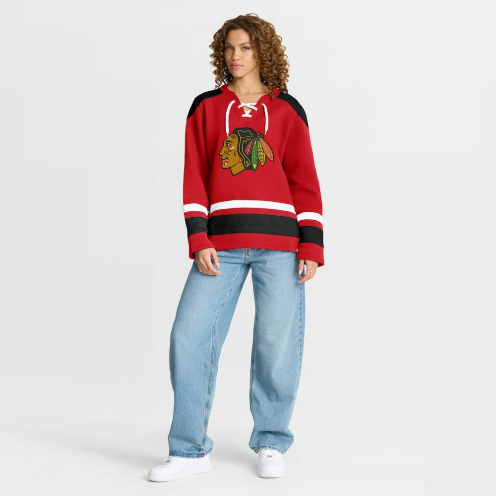 Chicago Blackhawks Fanatics Women's Icing Long Sleeve Lace Up Sweatshirt