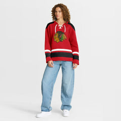 Chicago Blackhawks Fanatics Women's Icing Long Sleeve Lace Up Sweatshirt